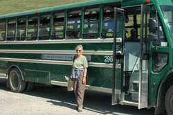Tour bus into Denali National Park