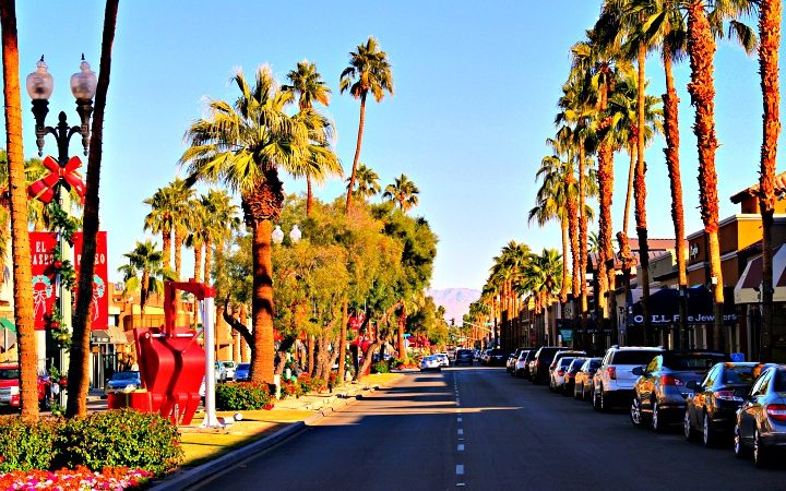 Located in Palm Desert, the world famous El Paseo Shopping District features over 300 world-class shops, clothing boutiques, art galleries, jewelers, and restaurants lined along a picture-postcard floral and statue-filled mile. © Rex Vogel, all rights reserved