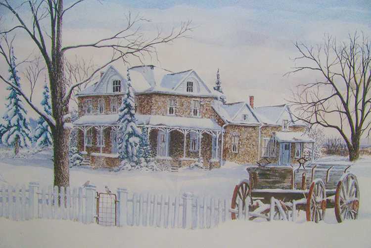 Campark Resorts - painting of house in winter