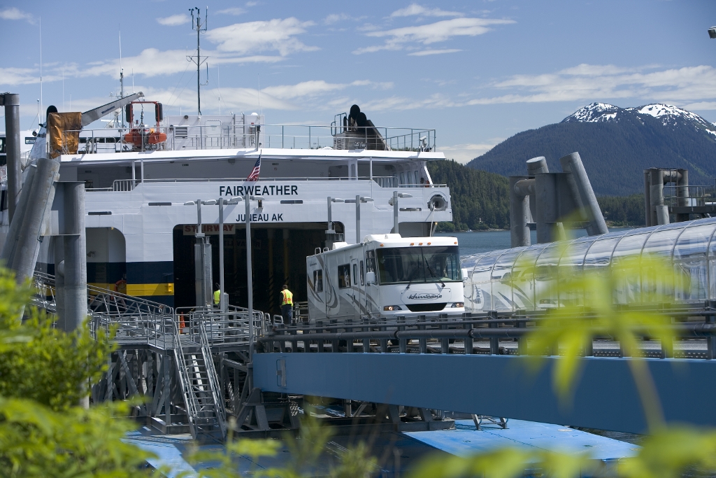 Alaska Marine Highway - ferry offloading RV