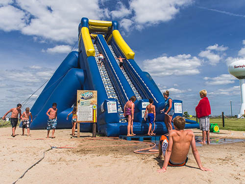 Caboose Lake Campground - inflatable waterslide