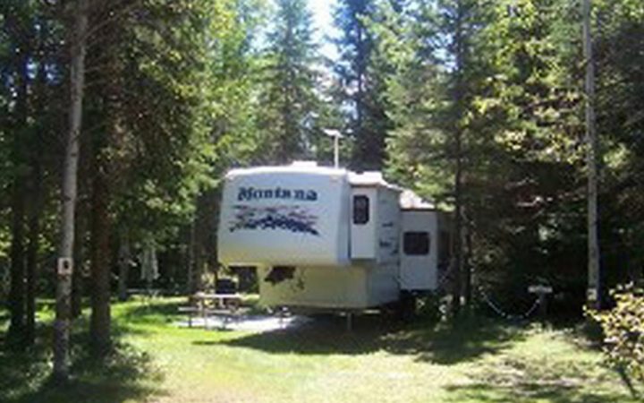 Wawa Campground - RV site among pine trees