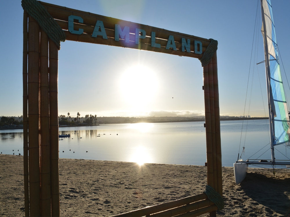 Campland on the Bay - sign on the beach