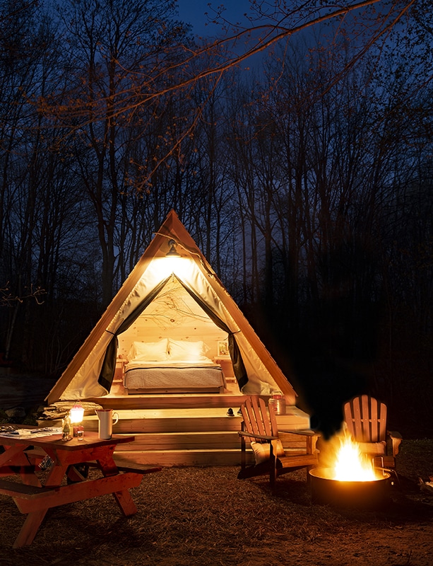 Hideaway Hut at Sandy Pines Campground, Kennebunkport, Maine (photo by Douglas Merriam)