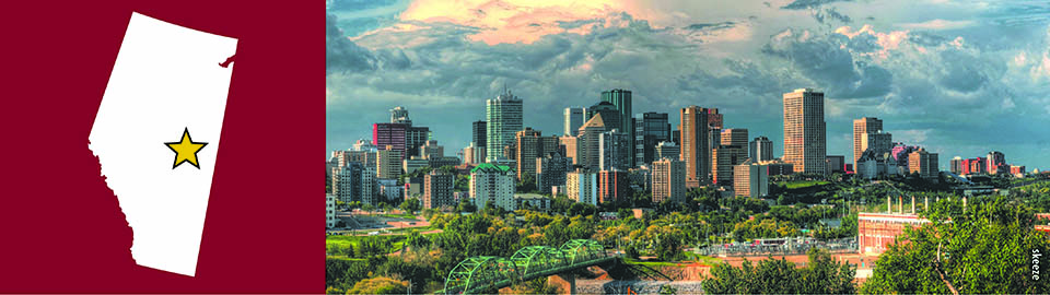 Panoramic view of downtown Edmonton skyline