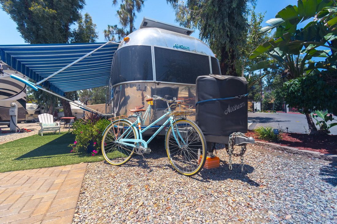 RV Resort El Cajon California RV with Blue Bike