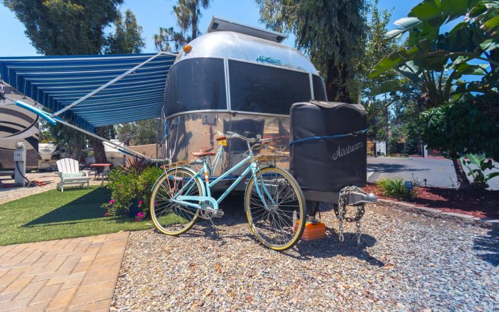 RV Resort El Cajon California RV with Blue Bike