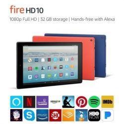 Amazon Fire HD10 shown in various colors