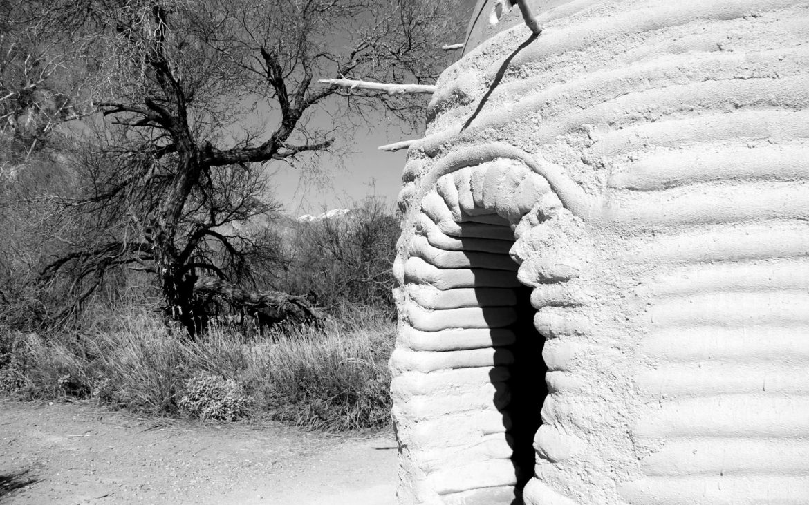 Sculpture modeled after traditional pigeon tower in Whitewater Preserve