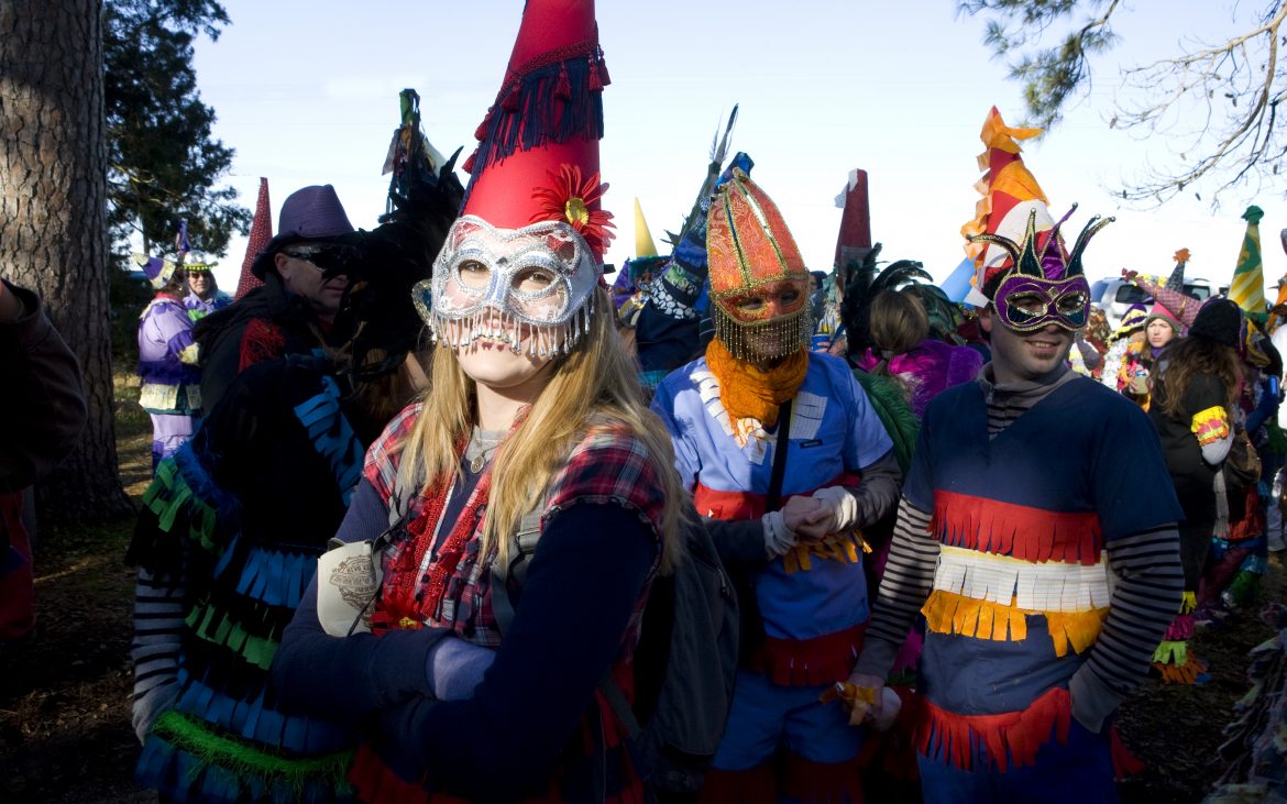Woman in mask at Mardi Gras