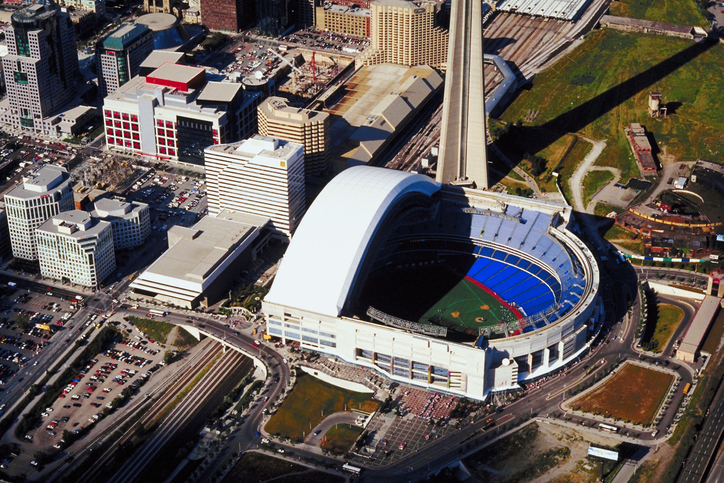 Aerial view of Rogers Centre in Downtown Toronto