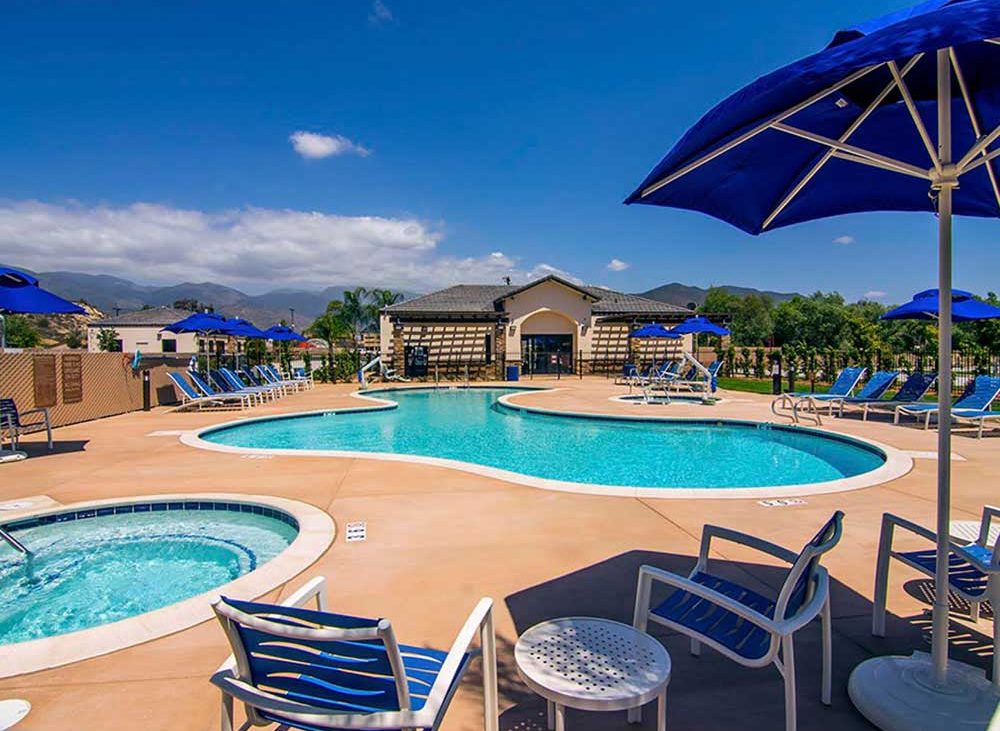 Empty resort-style community pool