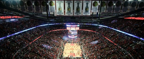 Interior view of United Center during Chicago Bulls game