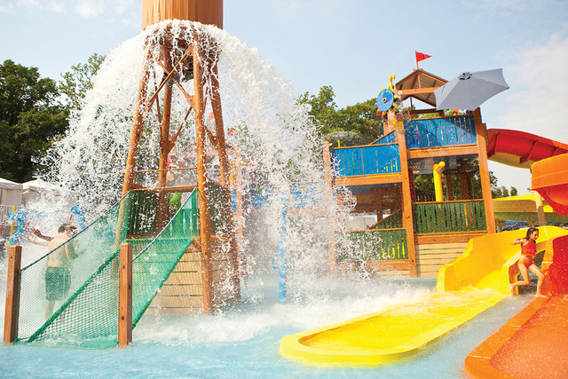 Colorful waterpark with slide