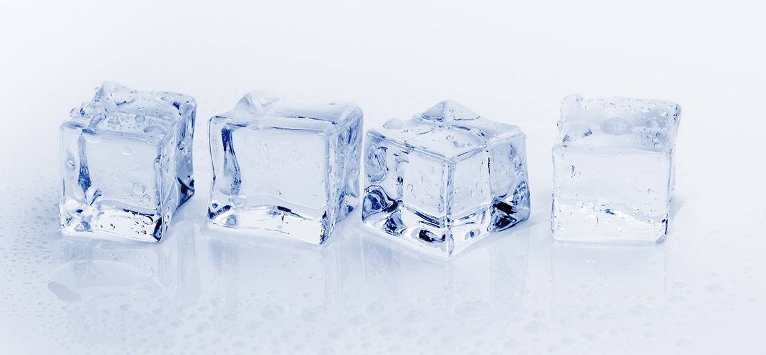 A row of four ice cubes.
