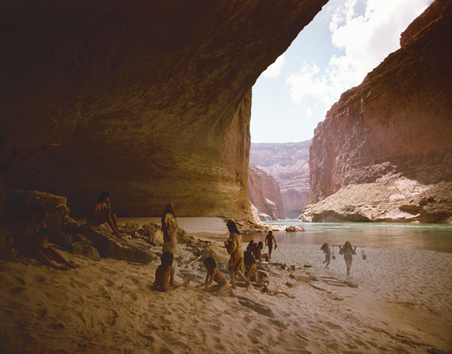Indigenous people on the banks of the Colorado River on in the Grand Canyon.