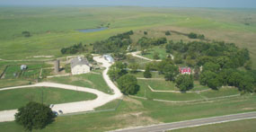Aerial view of Tallgrass Prairie Preserve ranch house, Kansas