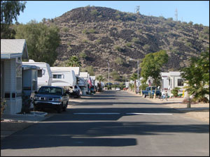 RVs in campsites at Phoenix Metro RV Park