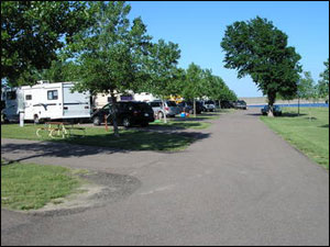 RV campsites at Prairie Dog State Park, Kansas.