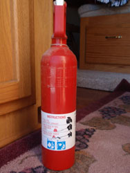 Typical extinguisher found in the RV kitchen area