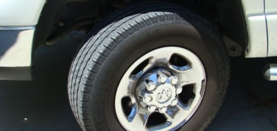 Close up of tire on truck or RV