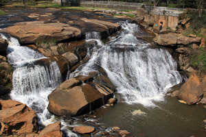The Reedy River Falls are a center of beauty and relaxation for Greenville residents and visitors