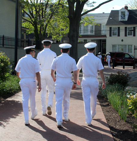 Midshipmen -- with female middies in background at right