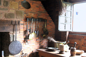 The colonial kitchen, as recreated at Port Royal Habitation 
