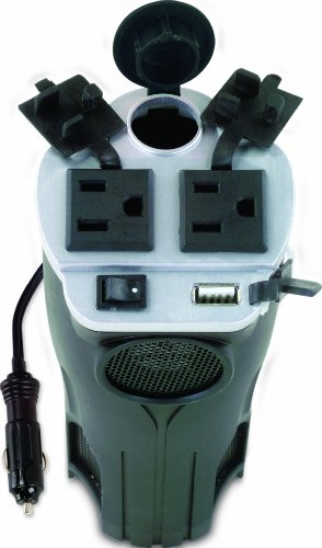 This cupholder inverter has some nice features - like fitting inside a cupholder! It also has a USB port and claims "up to" 400W of total output. (Click the pic for more info.)