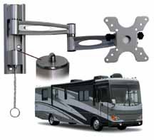 With an RV travel TV mount, you can lock the TV set in place while you travel down the highway. (Click the pic for more info.)