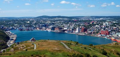 Aerial view of Newfoundland on beautiful sunny day