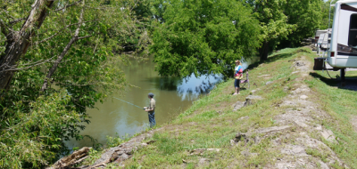 Ripplin' Waters Campground - fishing by the river