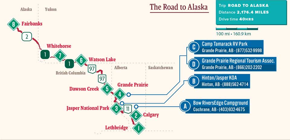 Map showing Road to Alaska