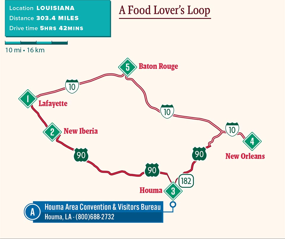 Map of Louisiana Trip