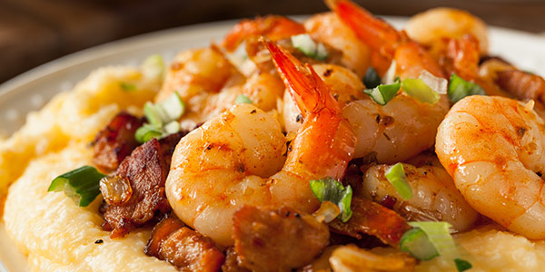 Succulent shrimp on a plate.