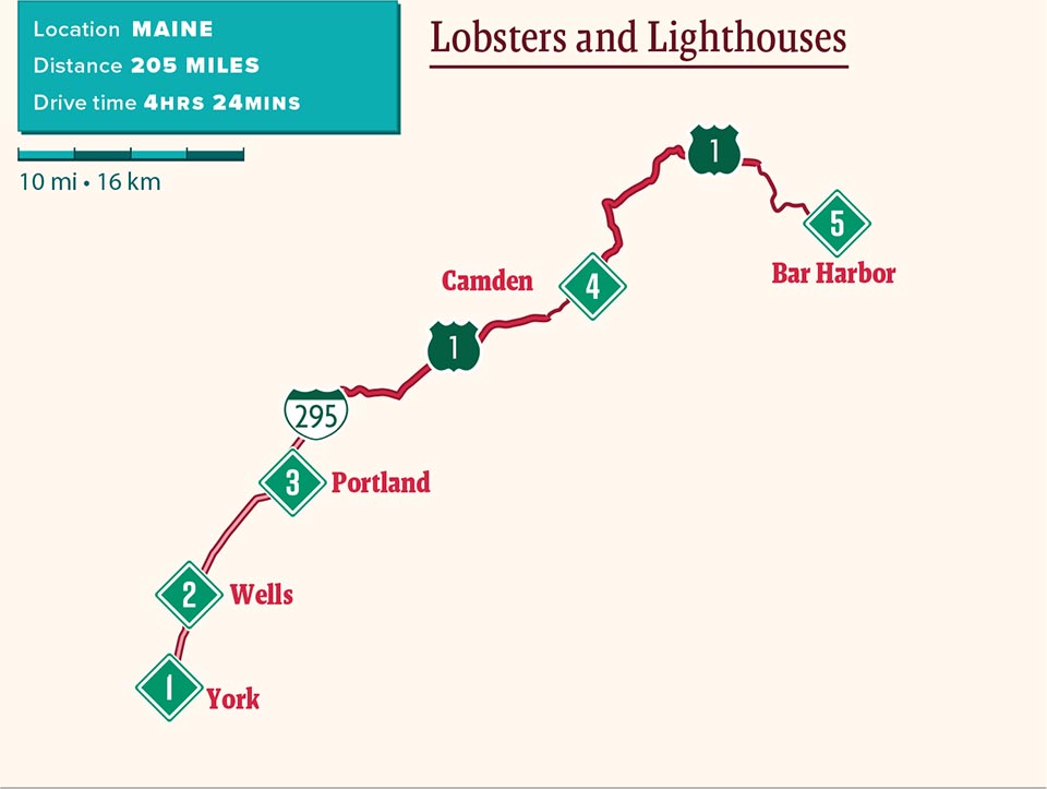 Map of coastal Maine trip