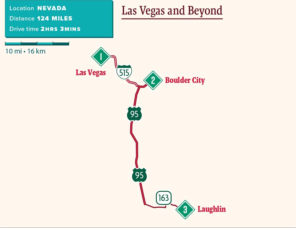 Map of road trip around Las Vegas.