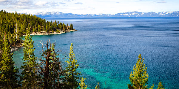 A clear, azure waters of Lake Tahoe.