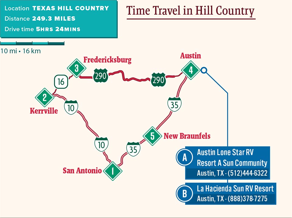 Map of Texas Hill Country Trip