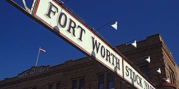 Sign proclaiming "Fort Worth Stock Yard"