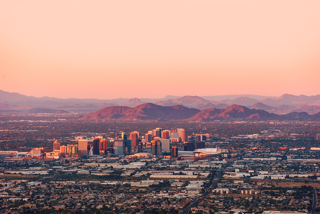 A view of phoenix from a high altitude.