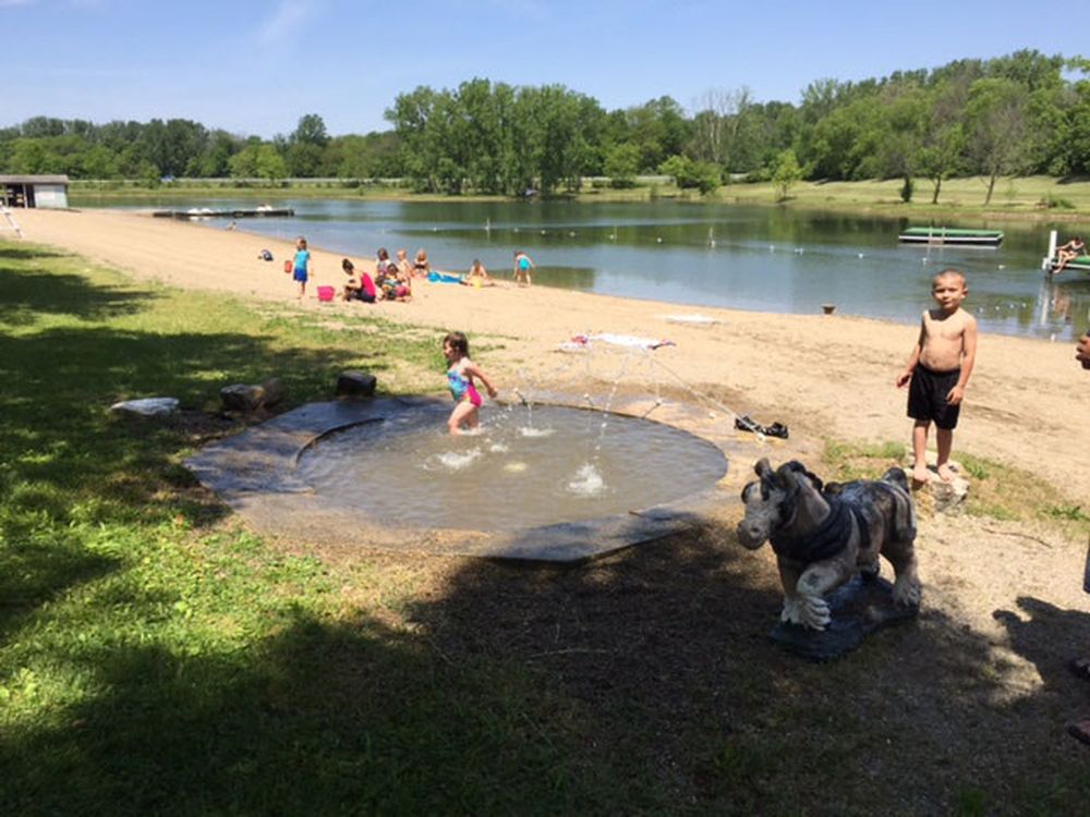 Enon Beach Campground - kids at the lake