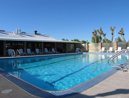 Outdoor lap swimming pool on a sunny day