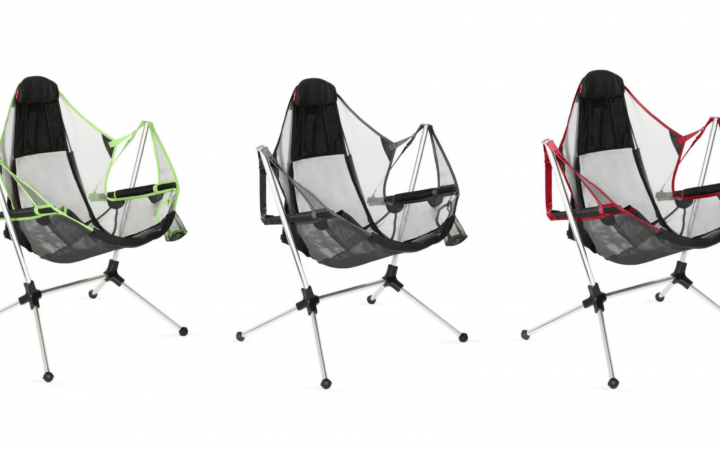 marketing photo of the stargaze reclining camping chair in all three available colors.