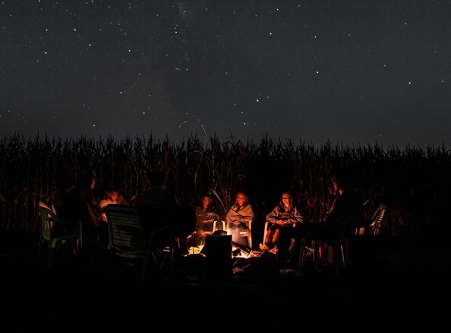 Camping under a starry sky