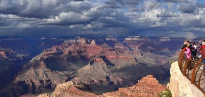 Grand Canyon visitors gather at Mather Point