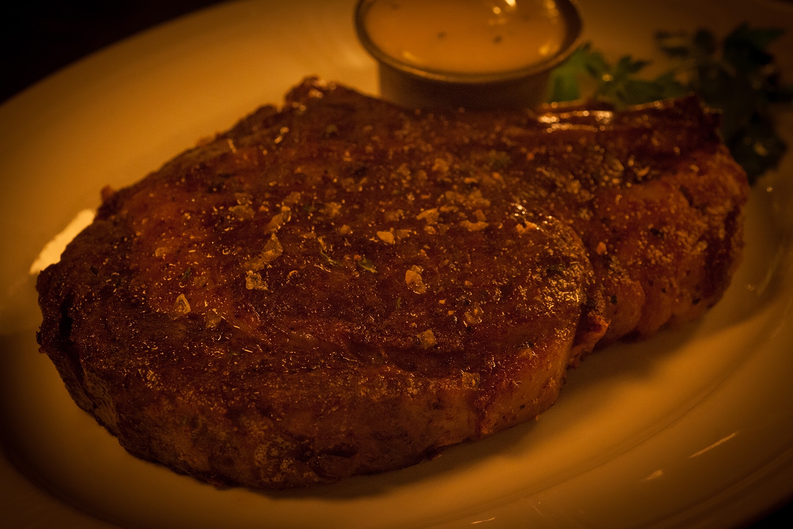 Classic Ribeye — Chicago Cut, with Bearnaise  and steak salt.