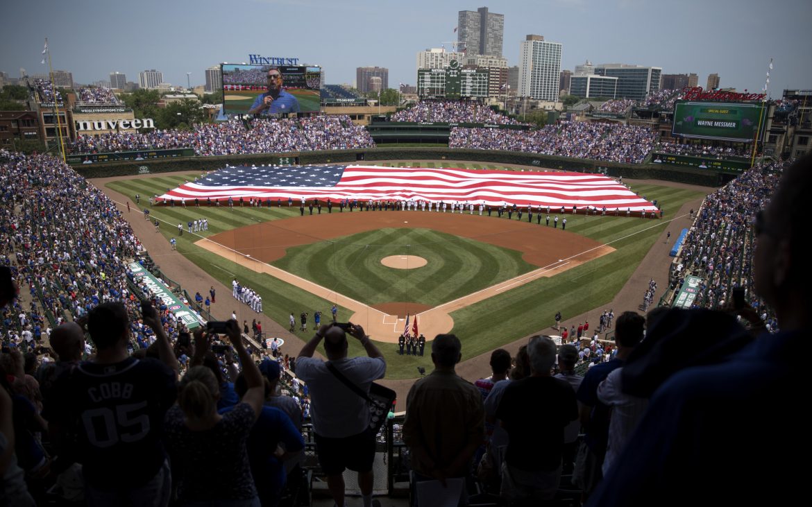 View behind home plate of Wrigley Field during their all-star game