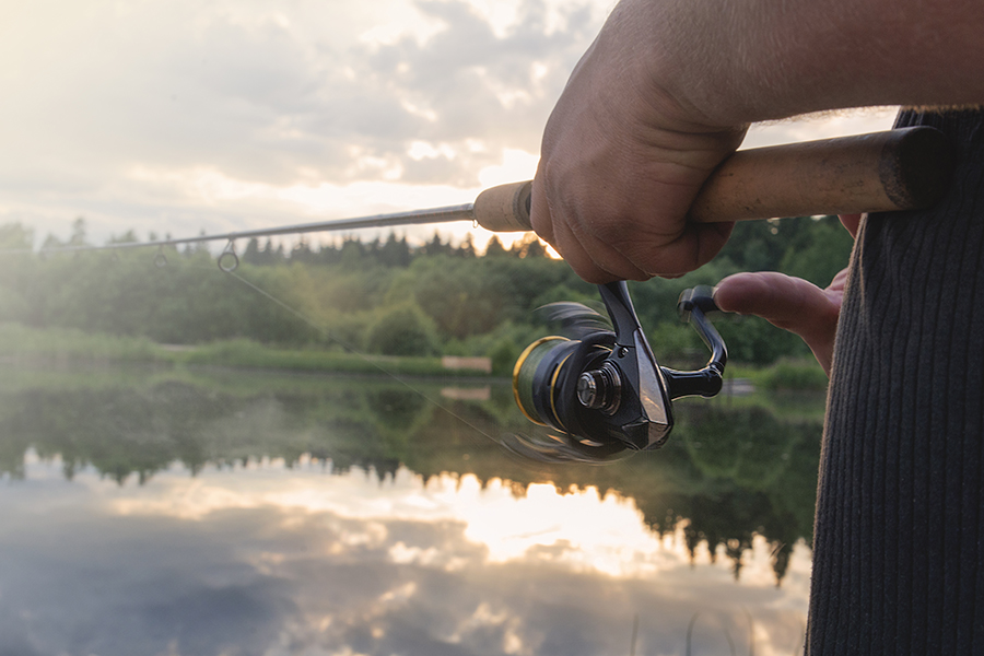 A spinning gives out line during sunset.