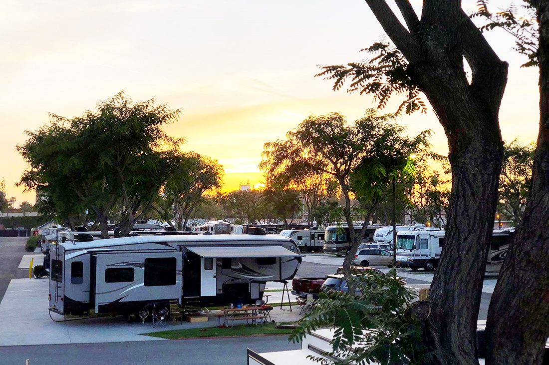 Sunset in California's Anaheim RV Park.